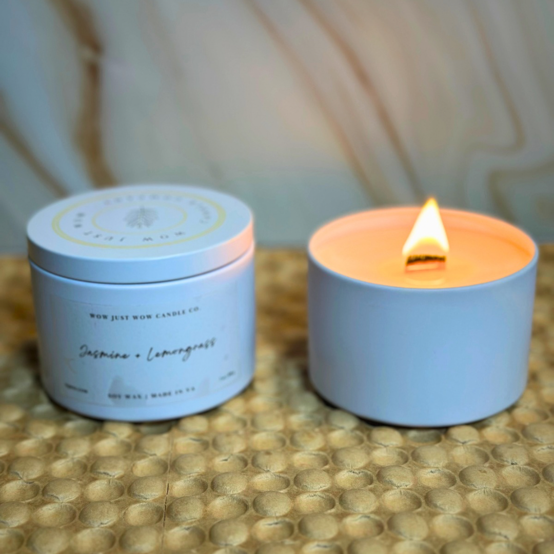 Jasmine and Lemongrass Soy Candle for Relaxation and Rebalancing