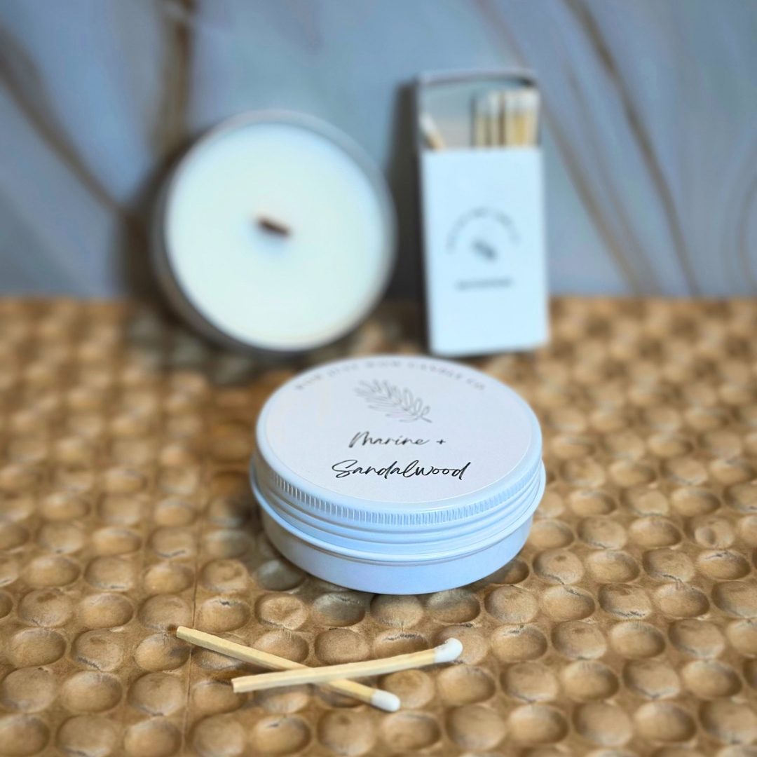 Marine and Sandalwood Soy Candle for Grounding and Clarity