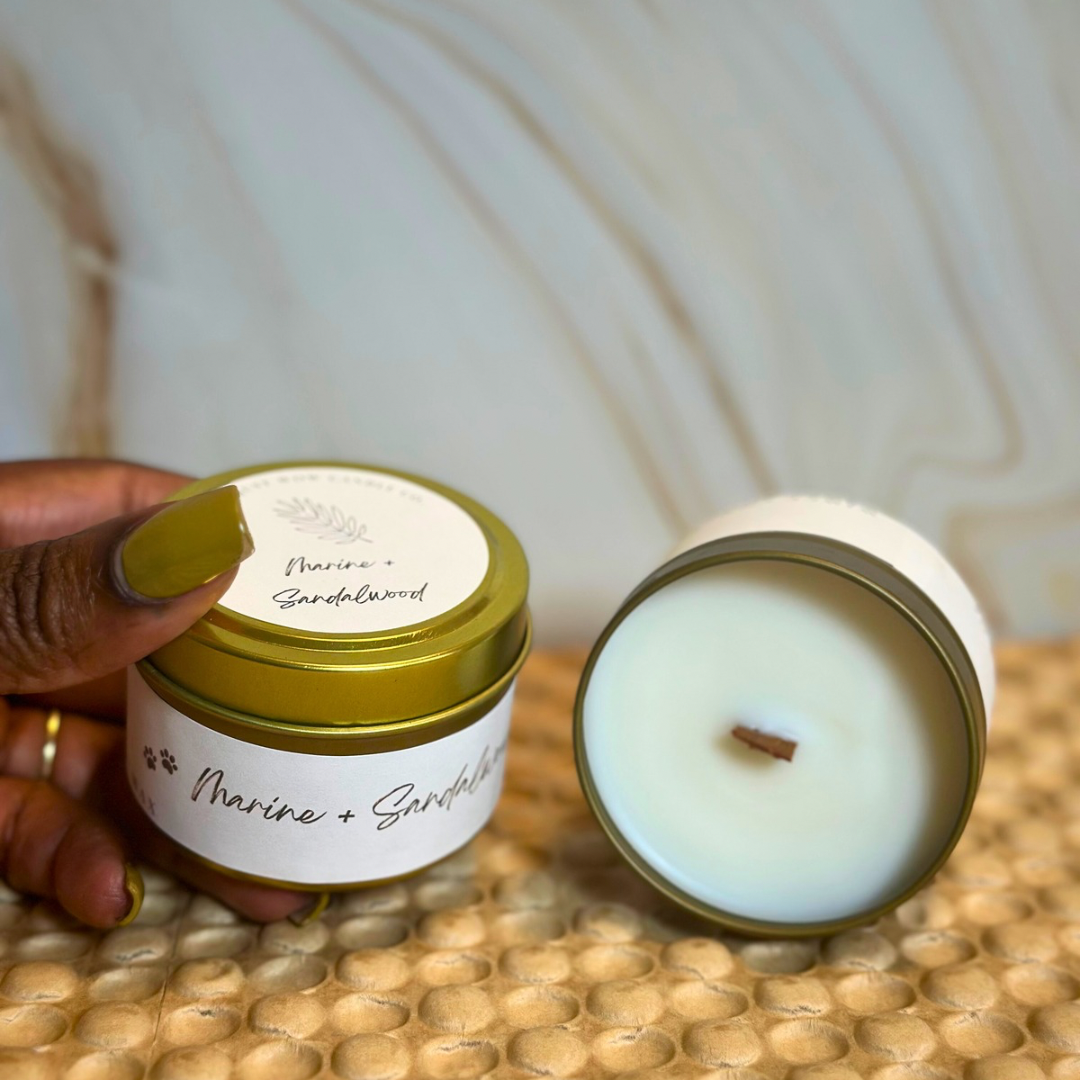 Marine and Sandalwood Soy Candle for Grounding and Clarity
