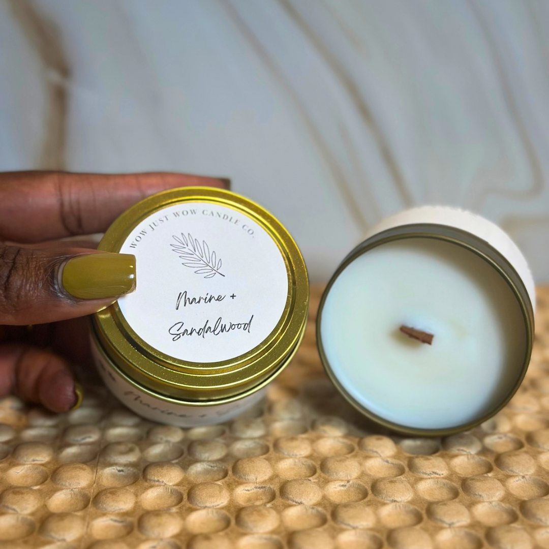 Marine and Sandalwood Soy Candle for Grounding and Clarity